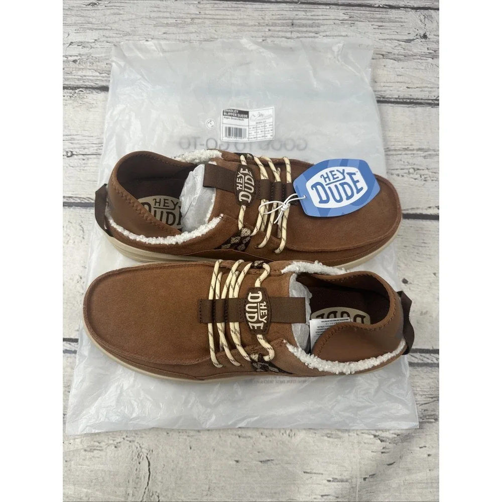 Hey Dude Bradley Blipper Suede Slip-On Argan Brown/Beige Men's US 12 44304-2JY